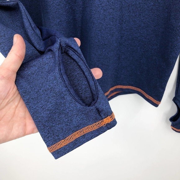 Accel Athletic Top Women's Size M Heather Blue Crew Neck Thumbhole Long Sleeves - Picture 4 of 7